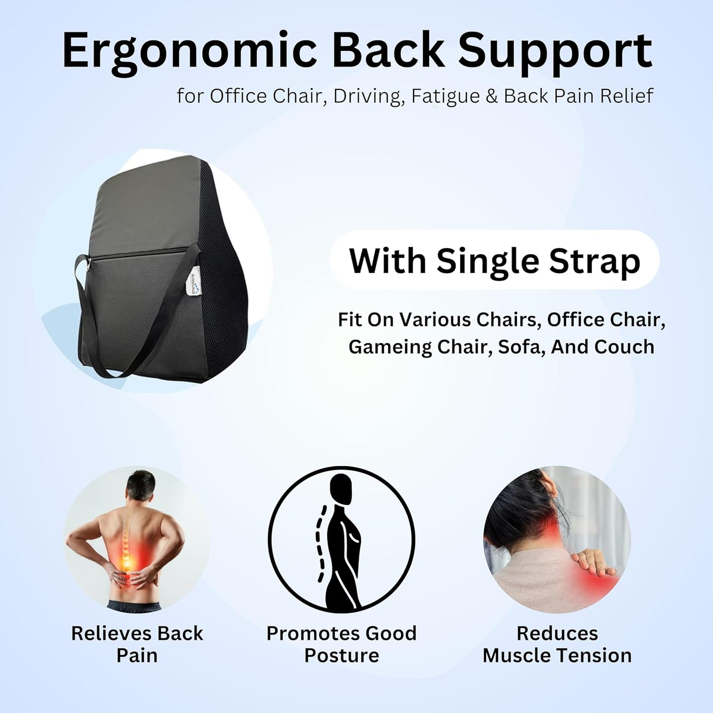 Orthopedic Memory Foam Lumbar Support Backrest Cushion